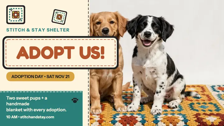 Stitch and Stay adoption day thumbnail template
