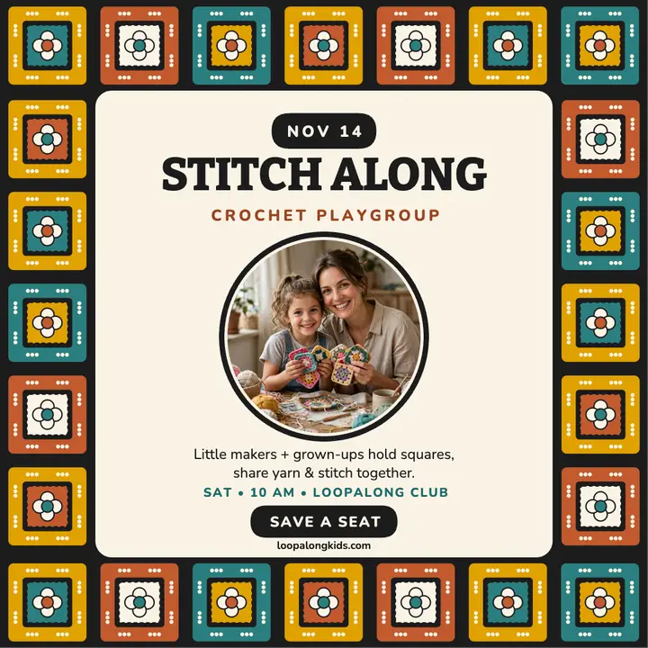 Crochet stitch-along square post, Loopalong Club: crochet stitch-along post template