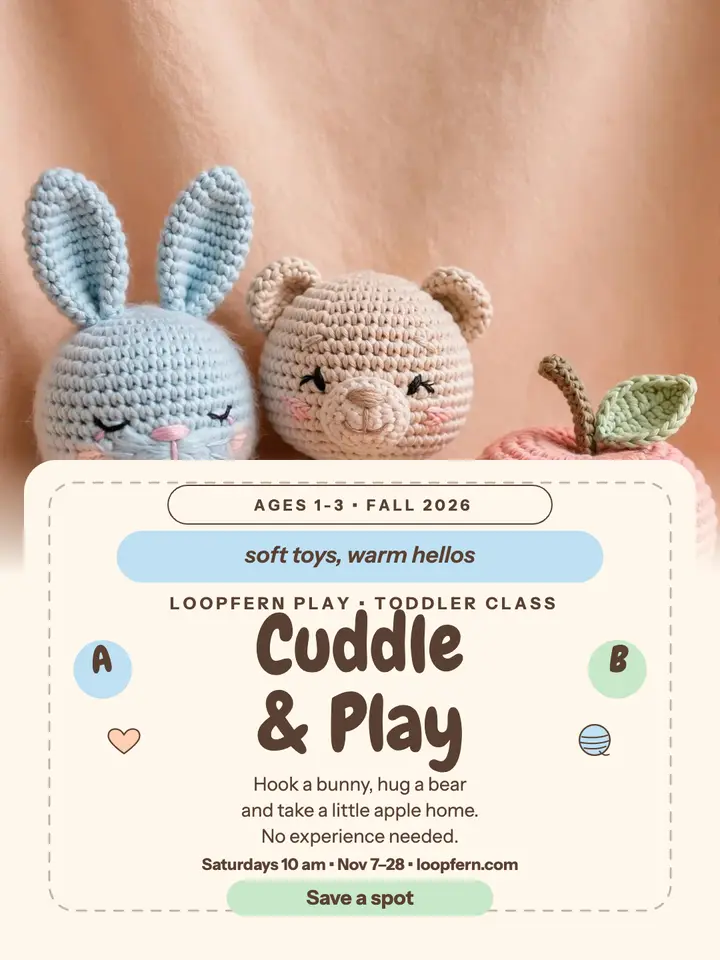 Loopfern Play crochet tots class promo template