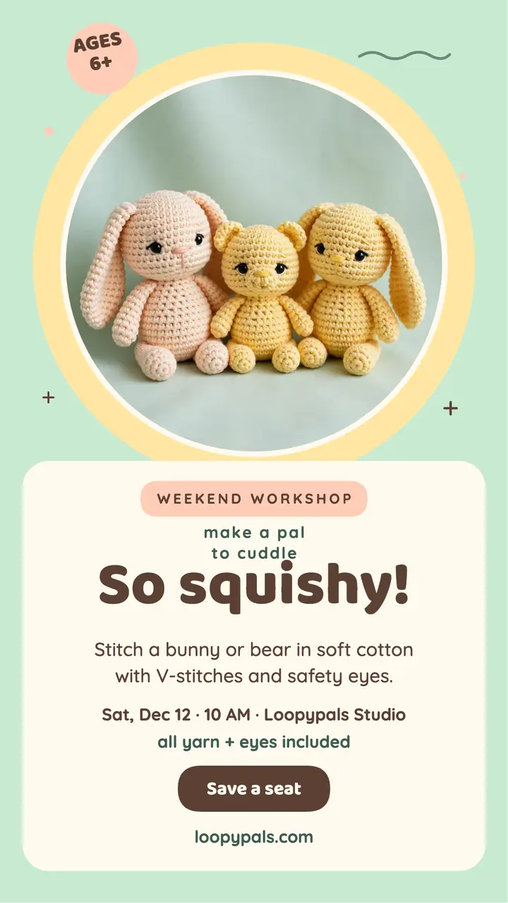 Loopypals crochet toy workshop story template