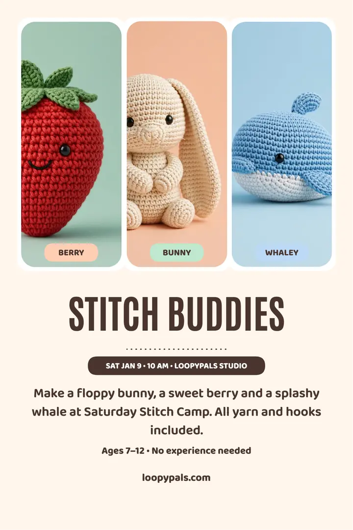 Loopypals stitch buddies camp poster template