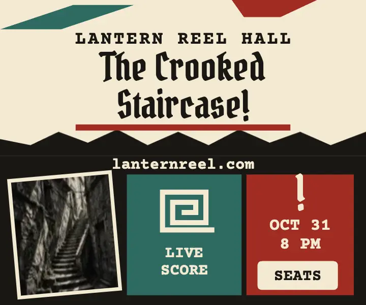 Crooked Staircase silent film night ad template