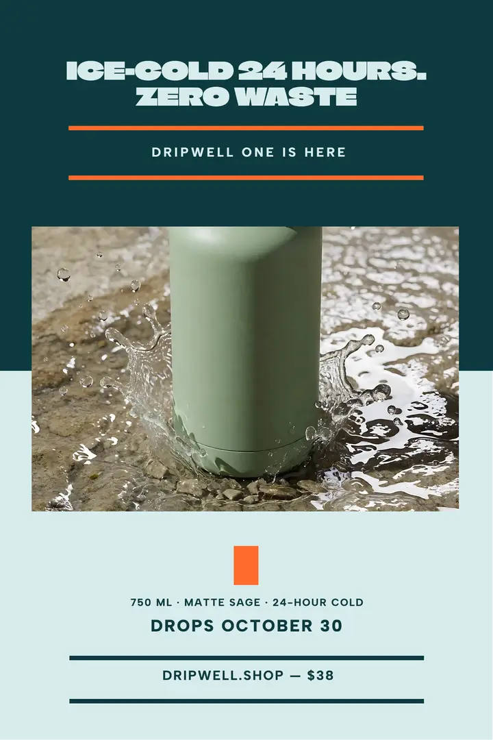 Dripwell bottle drop poster, cropped letter template