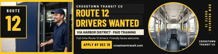 Crosstown Route 12 drivers hiring banner template