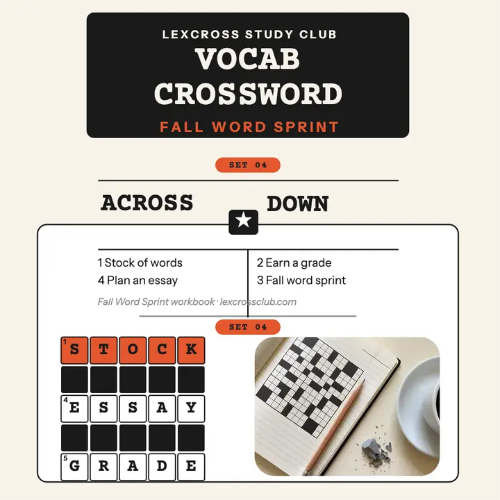 Lexcross Study Club vocab crossword template