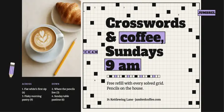 Jumbrel Coffee crossword and coffee Sundays post template
