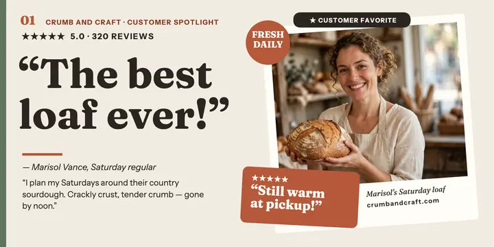 Crumb and Craft bakery review spotlight template