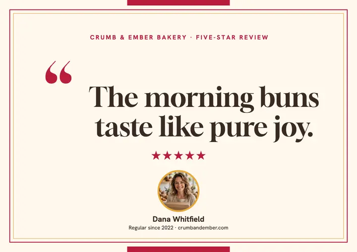 Crumb and Ember bakery review award template