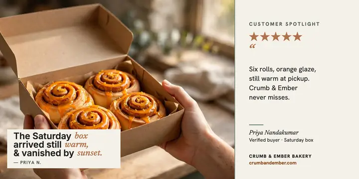 Crumb and Ember bakery box review post: bakery review post template