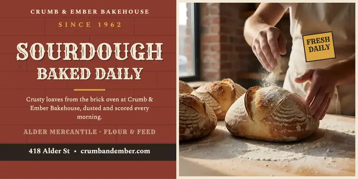 Crumb and Ember sourdough ghost sign post template