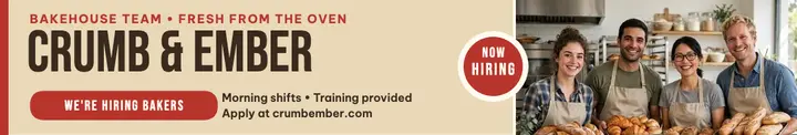 Crumb and Ember bakery hiring cover template