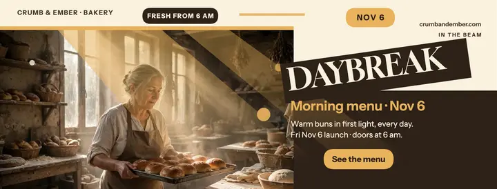 Crumb and Ember morning menu cover template