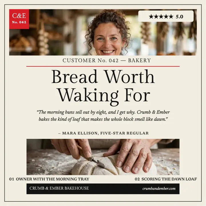 Crumb and Ember customer spotlight review template