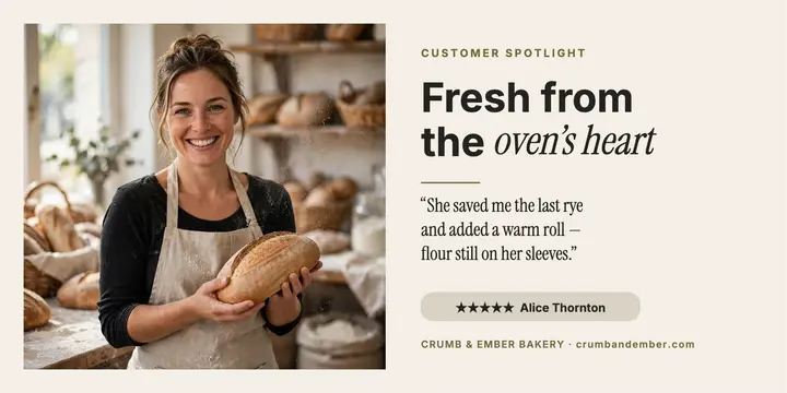 Crumb and Ember bakery review spotlight template