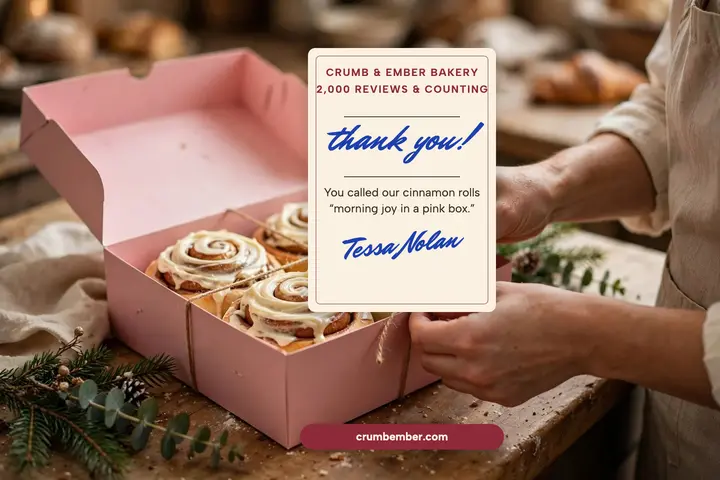Crumb and Ember holiday thank-you postcard template