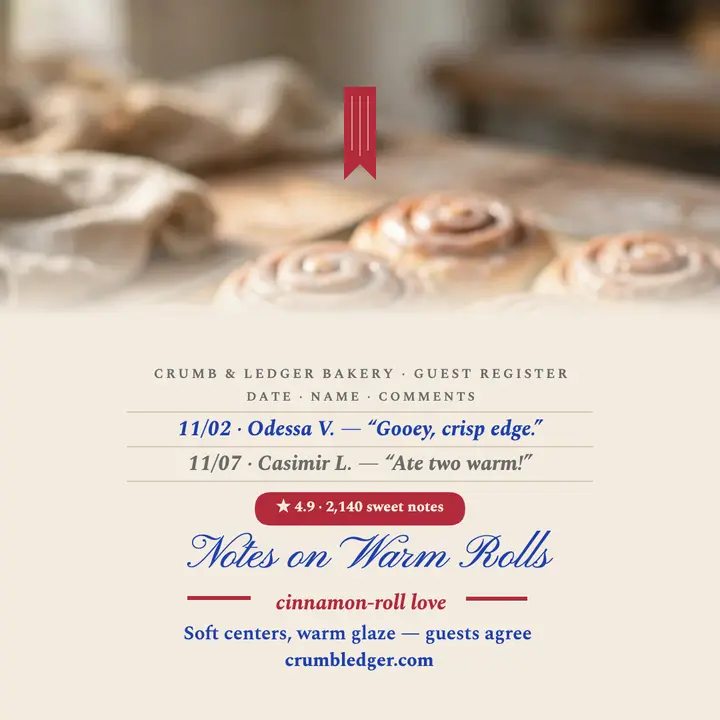 Crumb and Ledger bakery guestbook post template