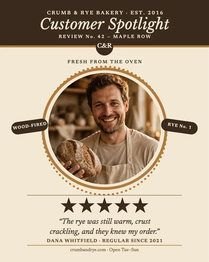 Crumb and Rye bakery review spotlight post template