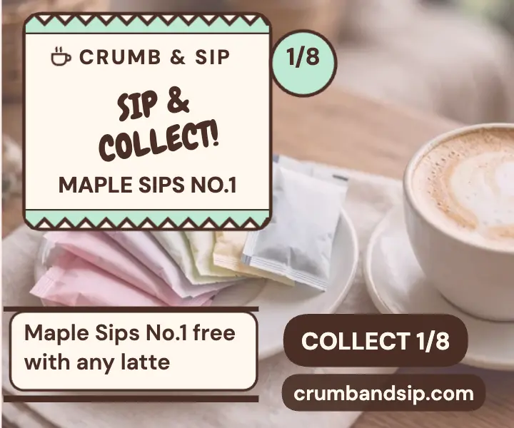 Crumb and Sip collectible sugar ad template