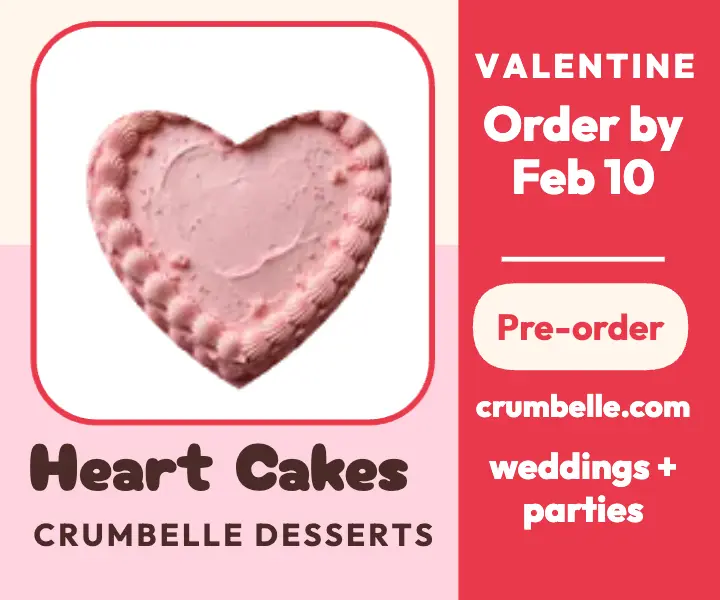 Crumbelle heart cake Valentine ad: valentine bakery ad template