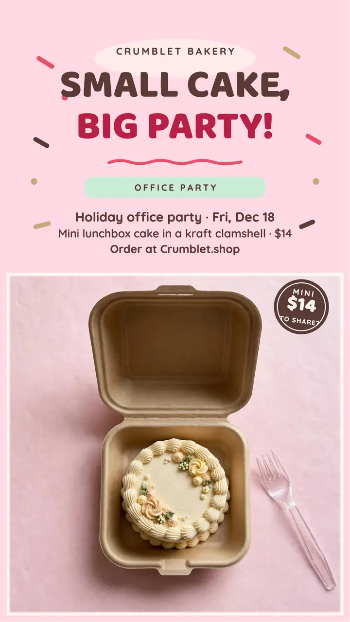 Crumblet holiday bento cake party story template