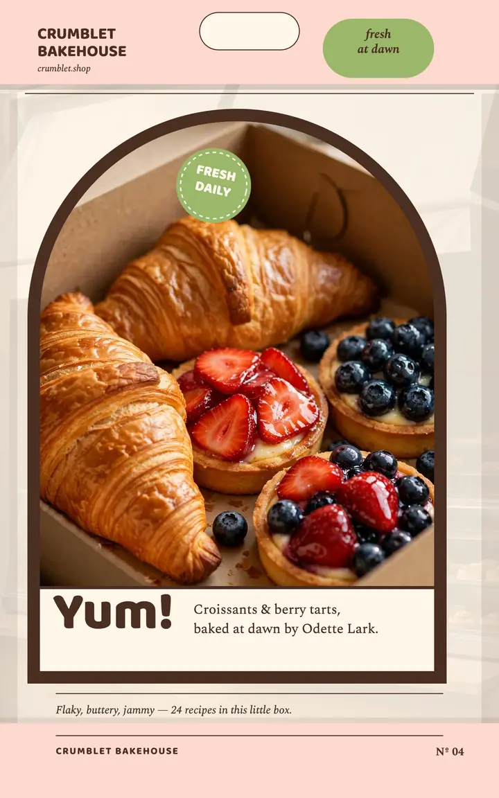 Crumblet bakery box pastry ebook cover template