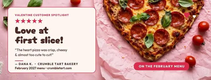Crumbletart Bakery heart pizza review cover template