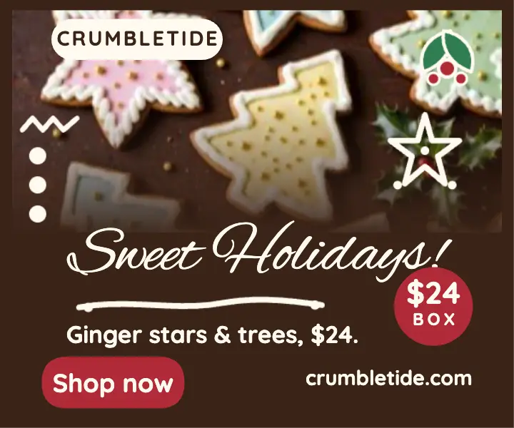 Crumbletide holiday cookie box ad template