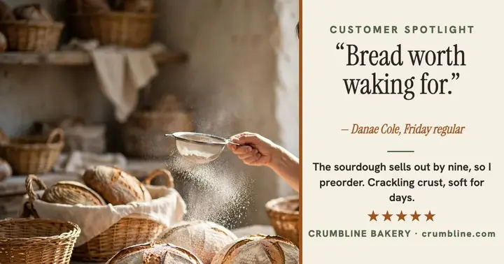 Crumbline baker spotlight, bakery: bakery customer spotlight post template