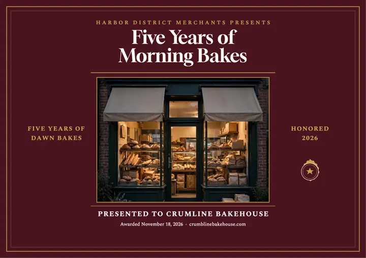 Crumbline Bakehouse morning bakes award template