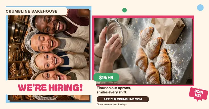 Crumbline Bakehouse crew hiring post template