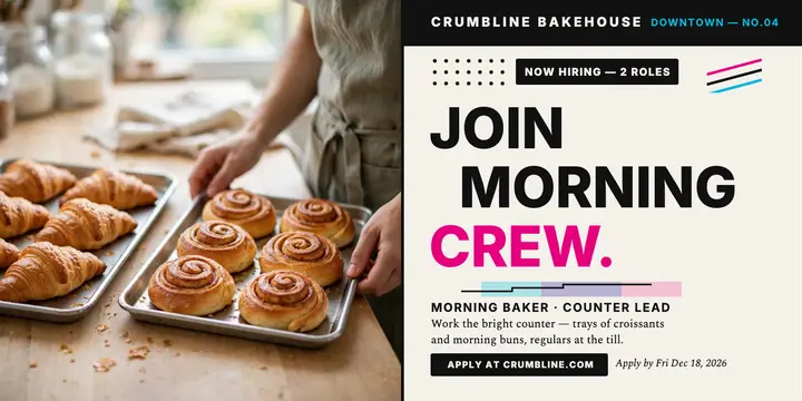 Crumbline Bakehouse bakery crew hiring post template