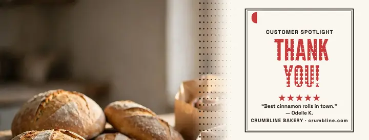 Crumbline Bakery customer spotlight cover template