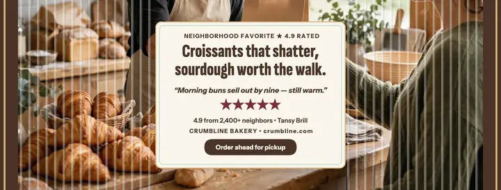 Crumbline Bakery testimonial cover template