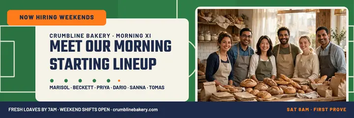 Crumbline Bakery morning lineup header template