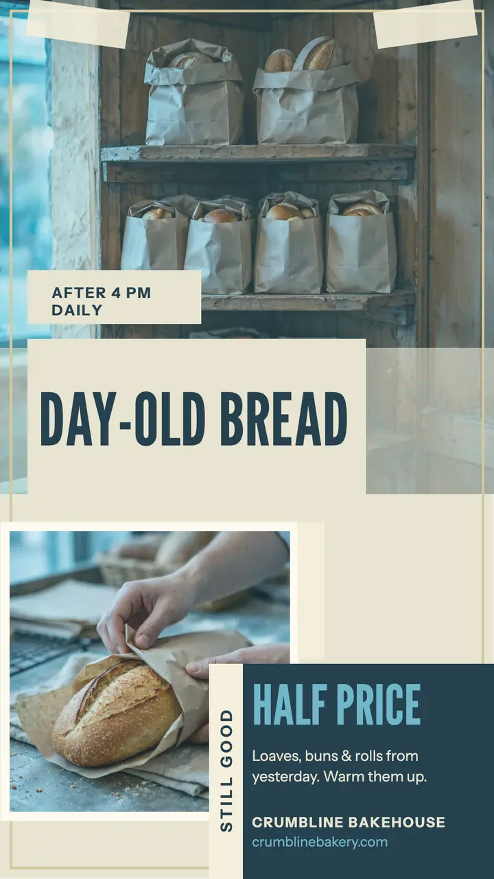 Crumbline day-old bread poster story template