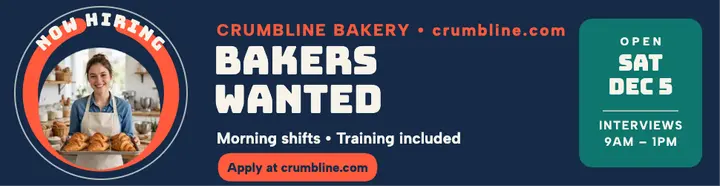 Crumbline bakery hiring billboard template
