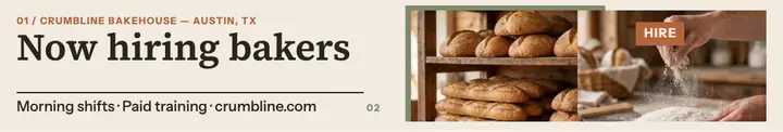 Crumbline Bakehouse hiring cover template