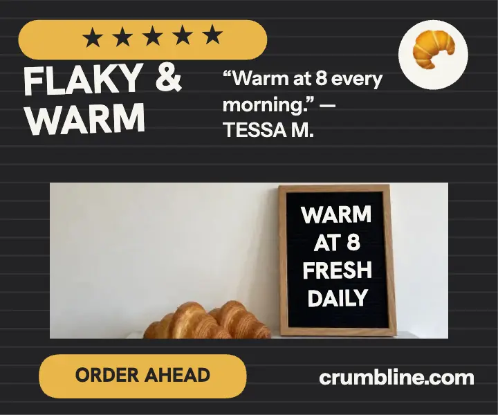 Crumbline letterboard bakery review ad: bakery review ad template