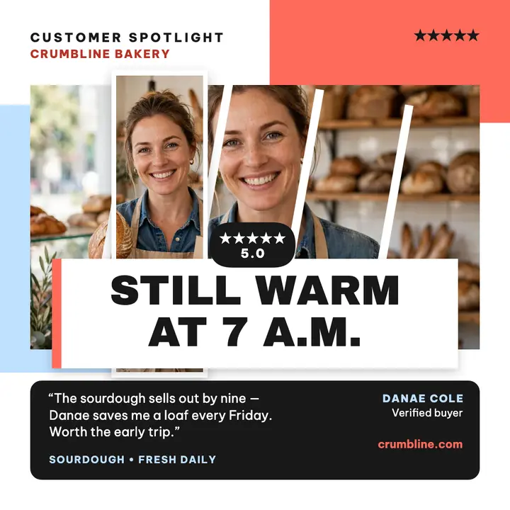 Crumbline Bakery customer spotlight shard post template