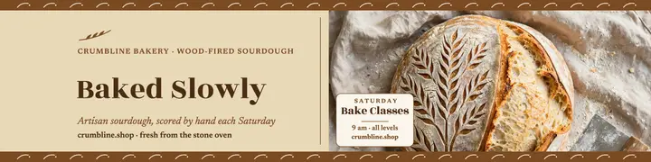 Crumbline Bakery sourdough etsy banner: sourdough bakery banner template