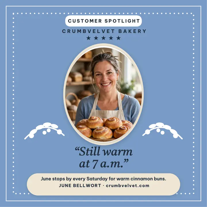 Crumbvelvet bakery spotlight cameo post template