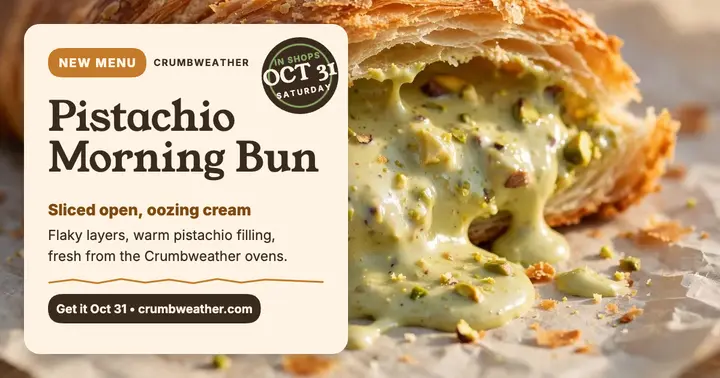 Crumbweather pistachio launch post template