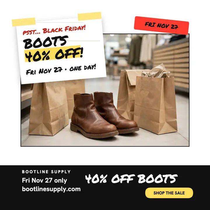 Bootline Black Friday boots note template