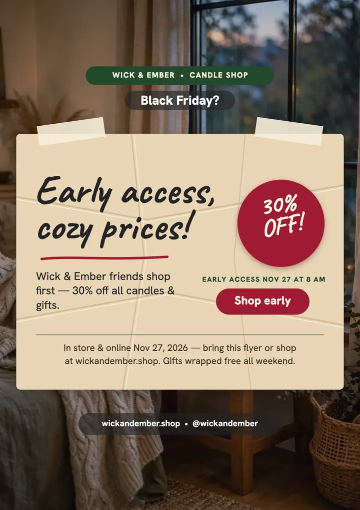 Wick and Ember Black Friday flyer template