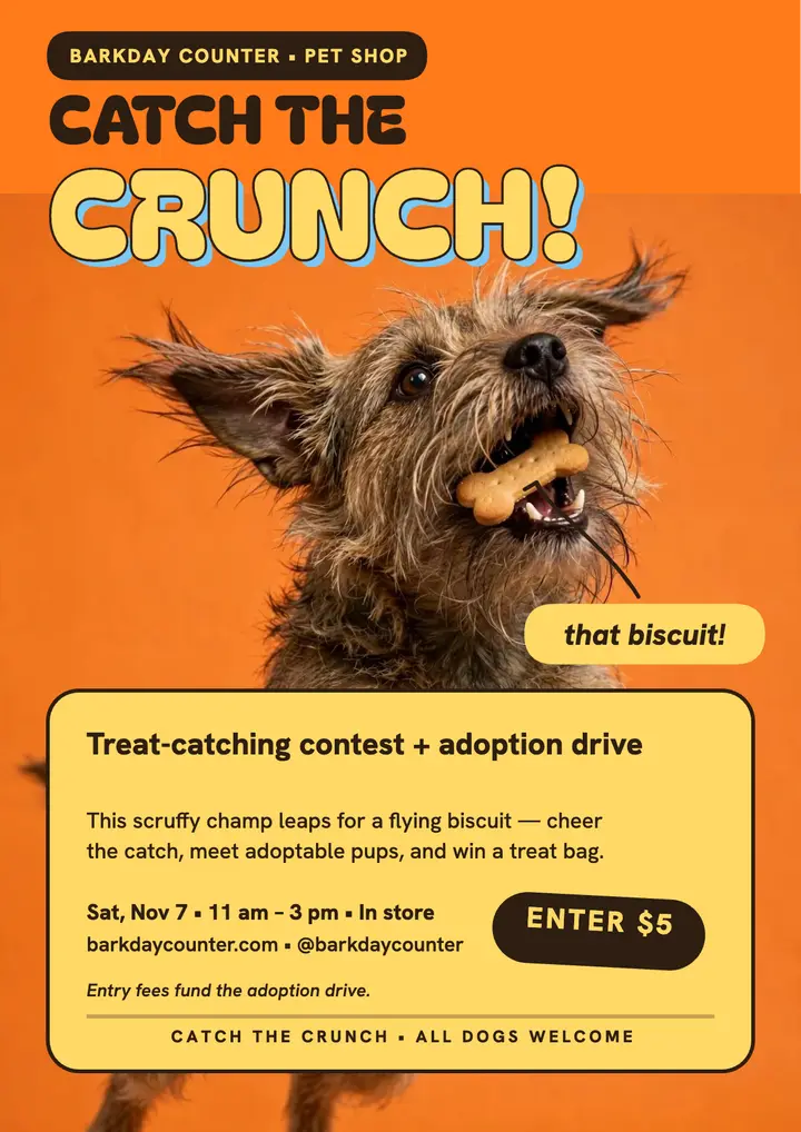 Barkday Counter treat catch flyer template