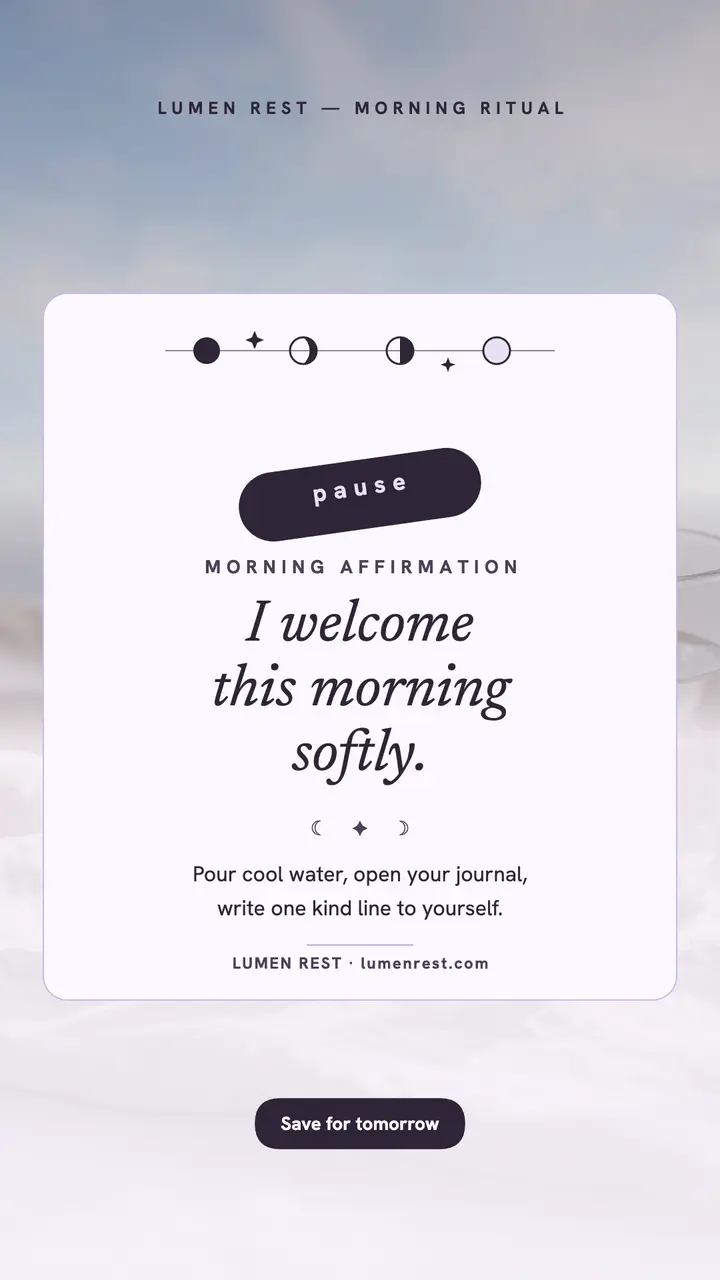 Lumen Rest calm morning affirmation story template