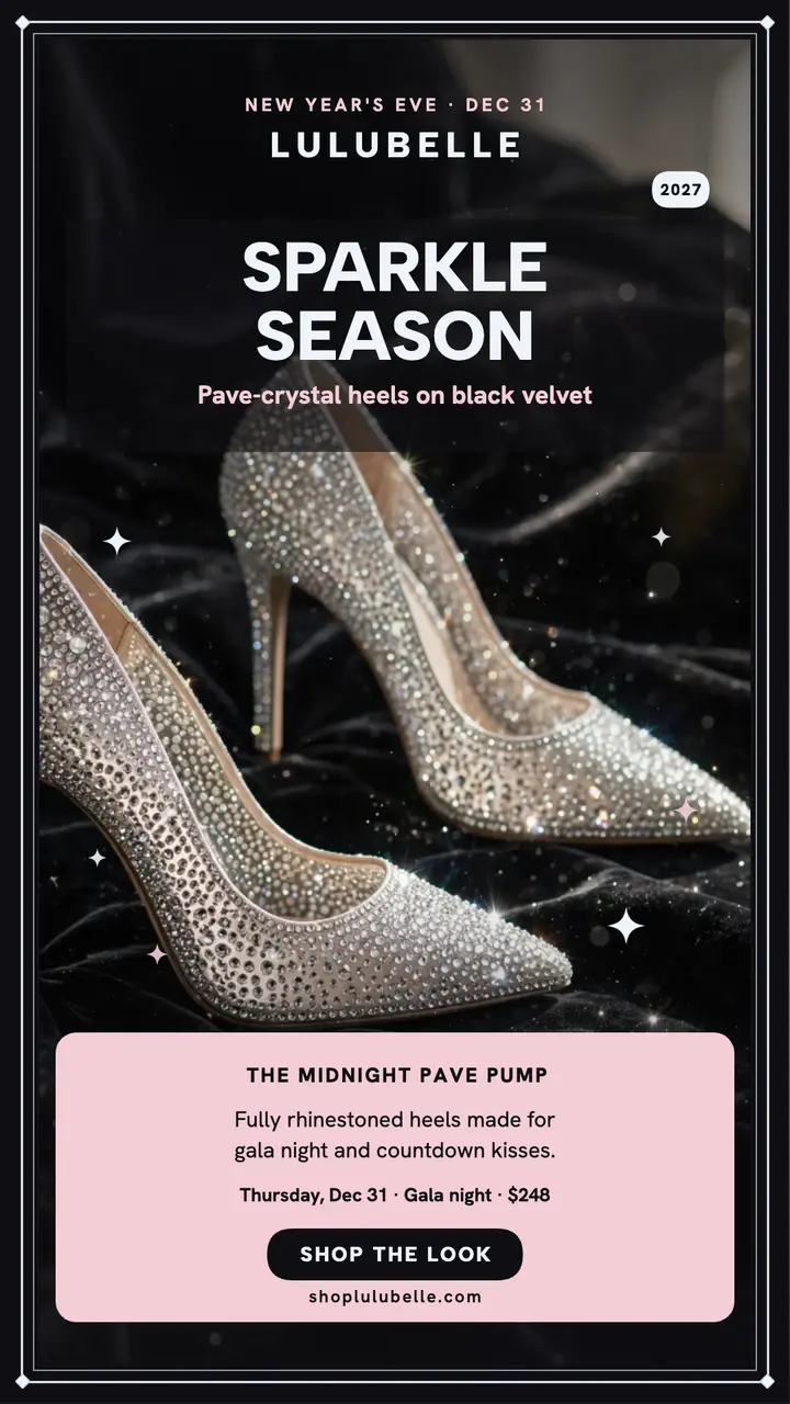 Lulubelle crystal heels New Year story template