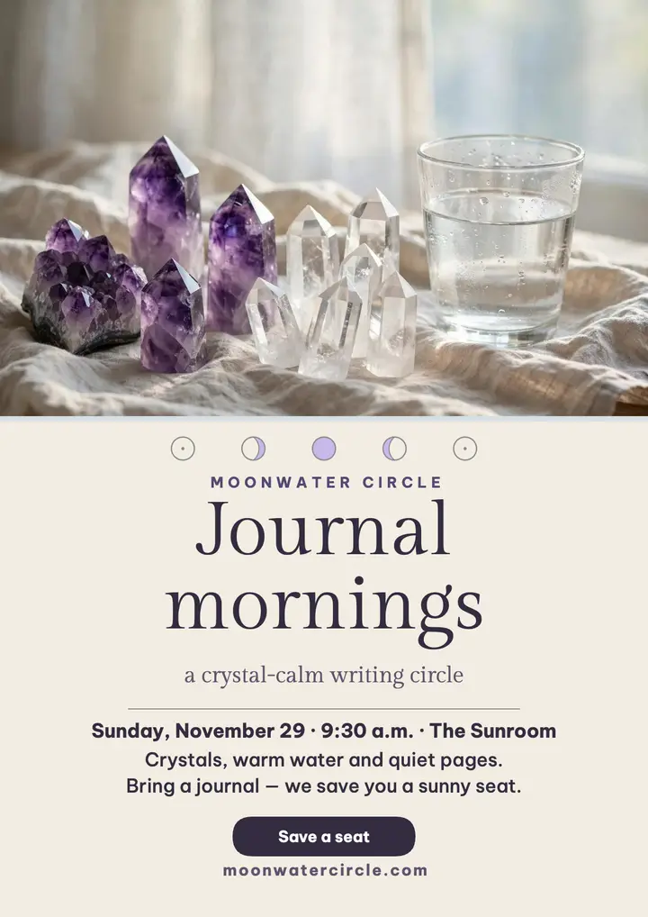 Moonwater Circle journal mornings flyer: journal circle flyer template
