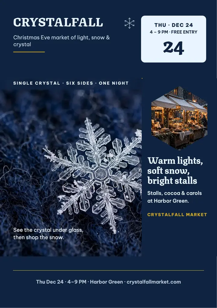 Crystalfall Christmas Eve market flyer template