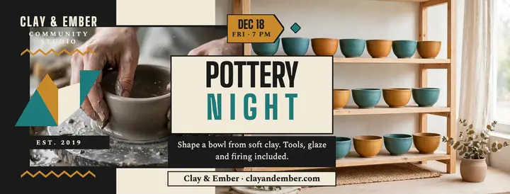 Clay and Ember pottery night cover template